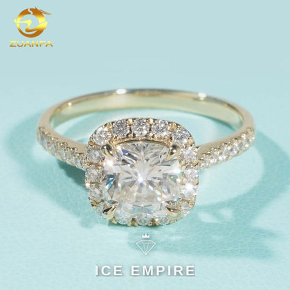 Iced Out 14K Gold Moissanite Engagement Ring