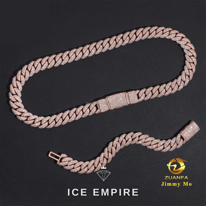 Iced Out Rose Gold Moissanite Cuban Chain