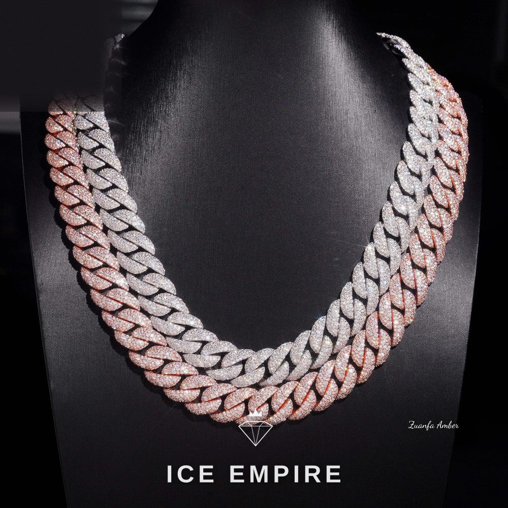 Iced Out 14K Gold Moissanite Cuban Chain