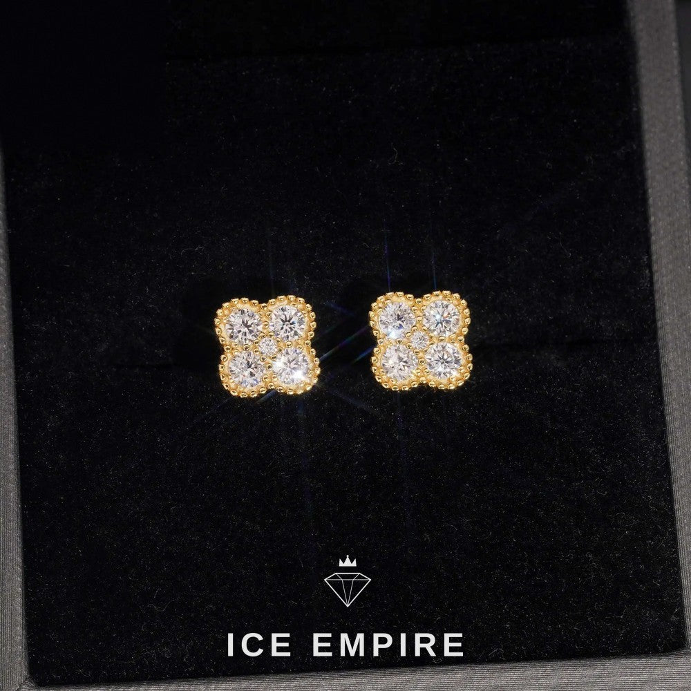 Iced Out 925 Silver Moissanite Stud Earrings
