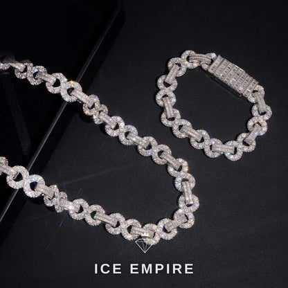 Iced Out Baguette Rose Gold Moissanite Cuban Chain