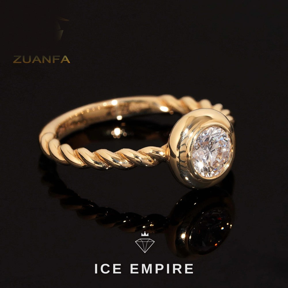 Iced Out 18K Gold Lab Grown Diamond Engagement Ring