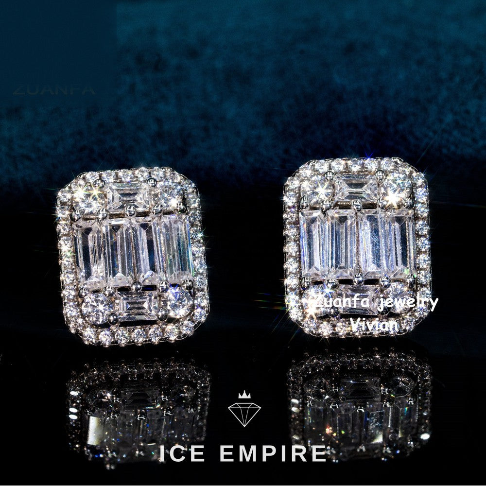 Iced Out 925 Silver Moissanite Earrings