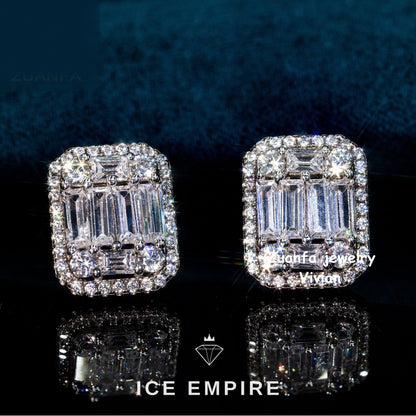 Iced Out 925 Silver Moissanite Earrings