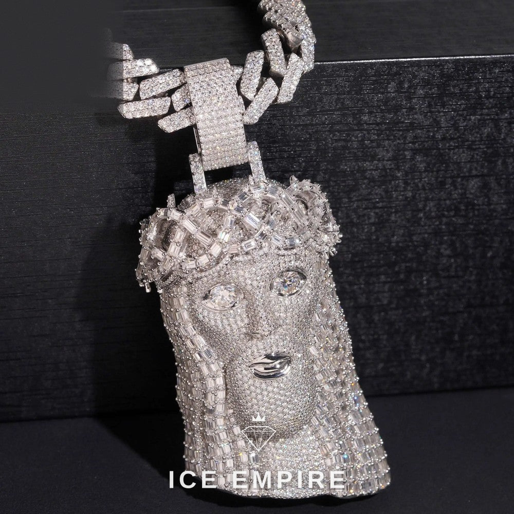 Iced Out Baguette 925 Silver Moissanite Pendant