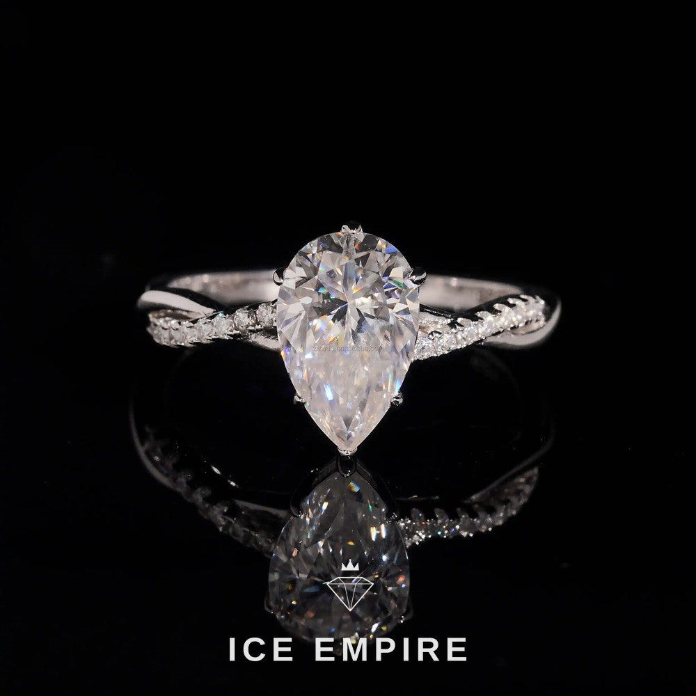 Iced Out 925 Silver Moissanite Engagement Ring