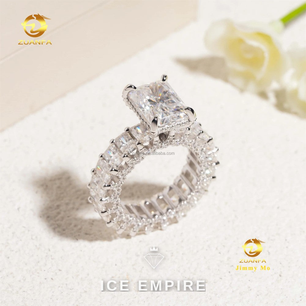 Iced Out 925 Silver Moissanite Ring