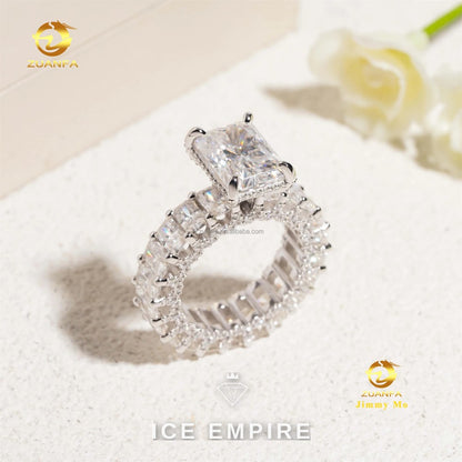 Iced Out 925 Silver Moissanite Ring