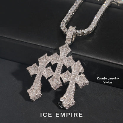 Iced Out Cross 925 Silver Moissanite Pendant