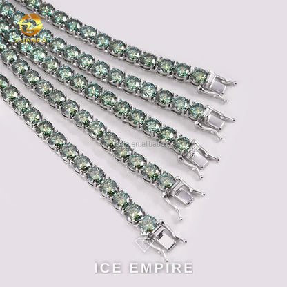 Iced Out 925 Silver Moissanite Tennis Chain