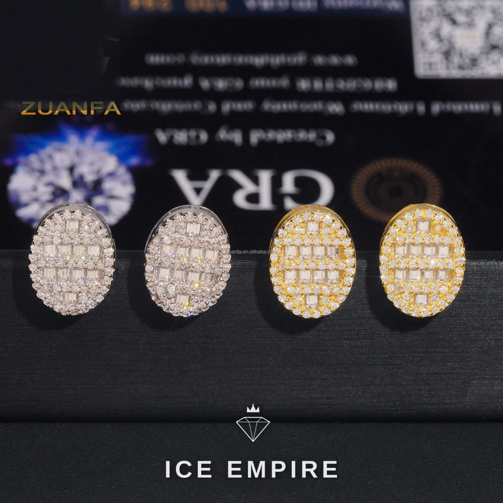 Iced Out Gold Plated Moissanite Stud Earrings