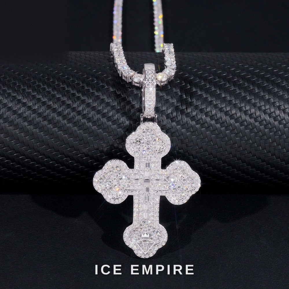 Iced Out Cross 925 Silver Pendant