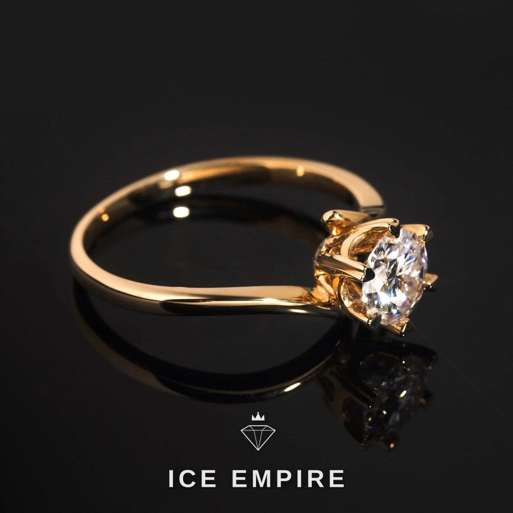 Iced Out Rose Gold Plated Moissanite Engagement Ring