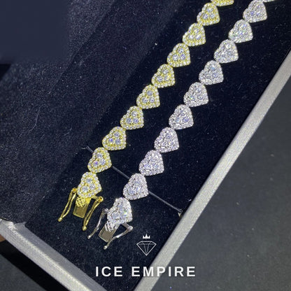 Iced Out Heart Rose Gold Plated Moissanite Cuban Chain