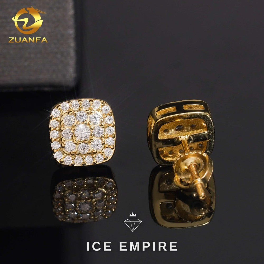 Iced Out 925 Silver Moissanite Stud Earrings