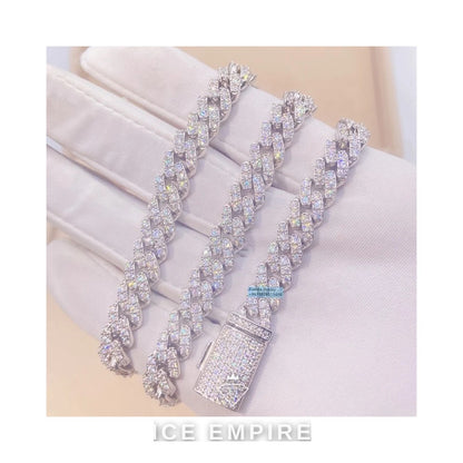 Iced Out 925 Silver Moissanite Cuban Chain
