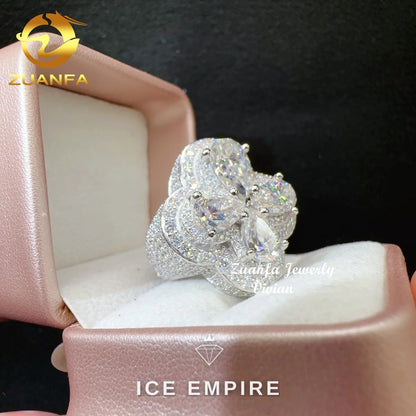 Iced Out 925 Silver Moissanite Ring
