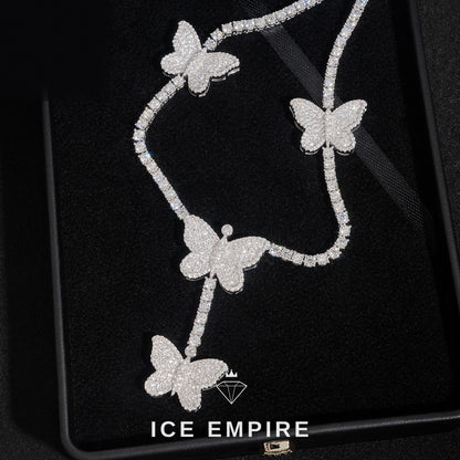 Iced Out Heart Rose Gold Plated Moissanite Cuban Chain