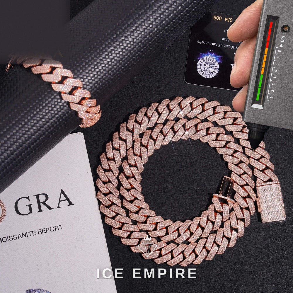 Iced Out Rose Gold Plated Moissanite Cuban Chain