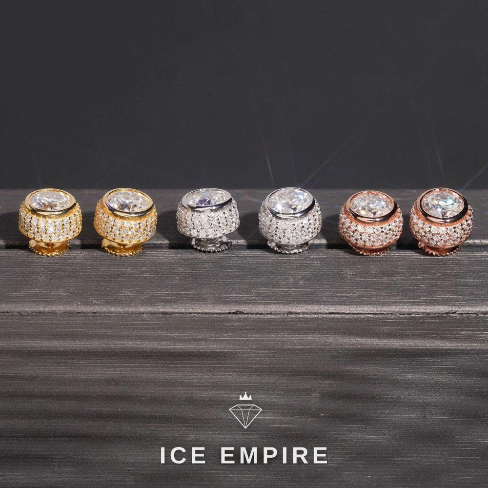 Iced Out Gold Plated Moissanite Stud Earrings