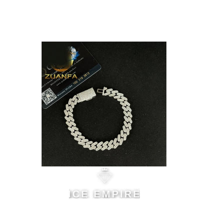 Iced Out 925 Silver Moissanite Cuban Chain