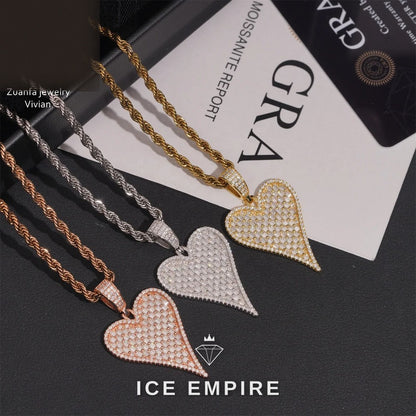 Iced Out Heart 925 Silver Moissanite Pendant
