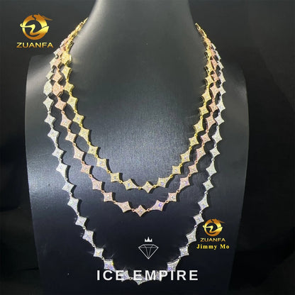 Iced Out Cluster Rose Gold Plated Moissanite Cuban Chain