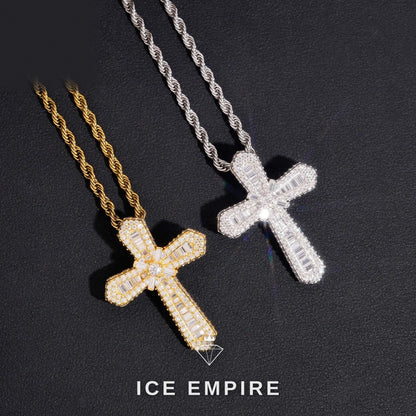 Iced Out Cross Gold Plated Moissanite Pendant
