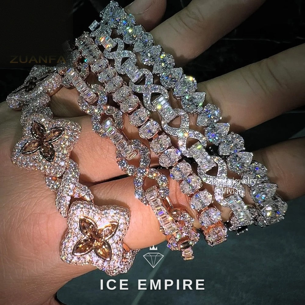 Iced Out 925 Silver Moissanite Tennis Chain
