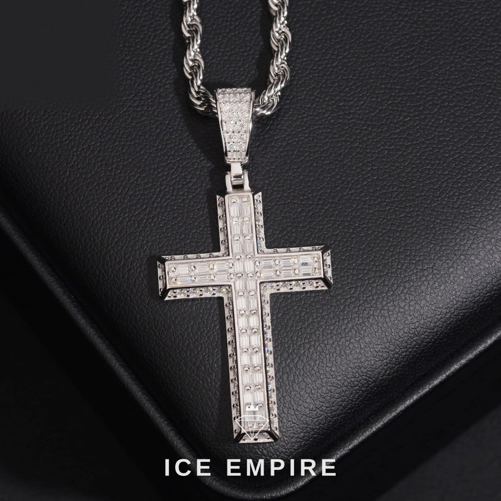 Iced Out Cross 925 Silver Moissanite Pendant