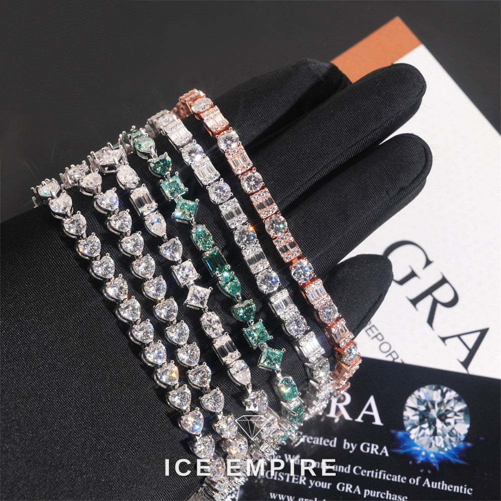 Iced Out 925 Silver Moissanite Tennis Bracelet