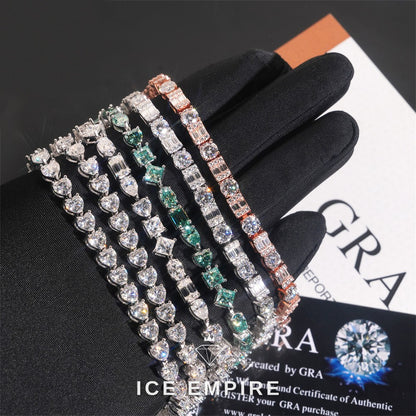 Iced Out 925 Silver Moissanite Tennis Bracelet
