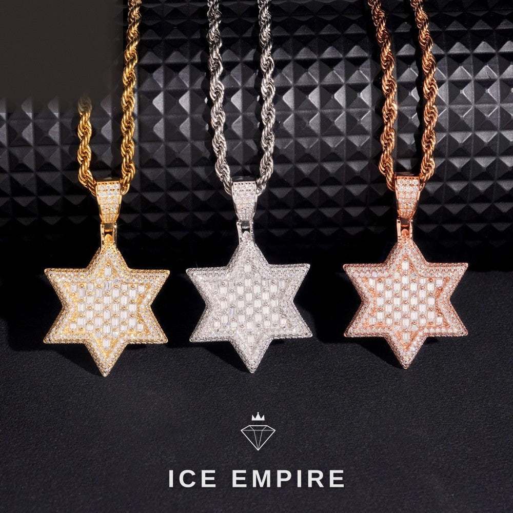 Iced Out Baguette 925 Silver Moissanite Pendant