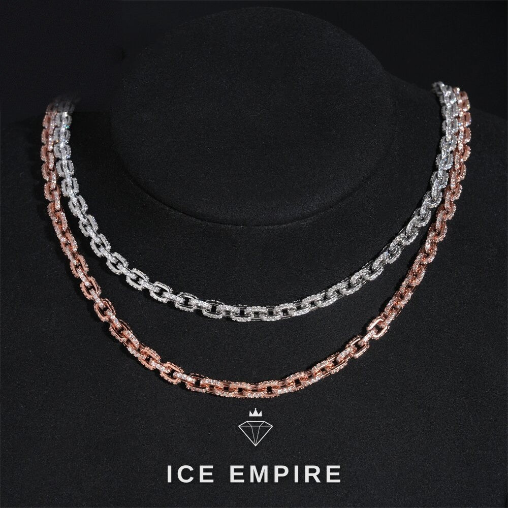 Iced Out Rose Gold Plated Moissanite Cuban Chain
