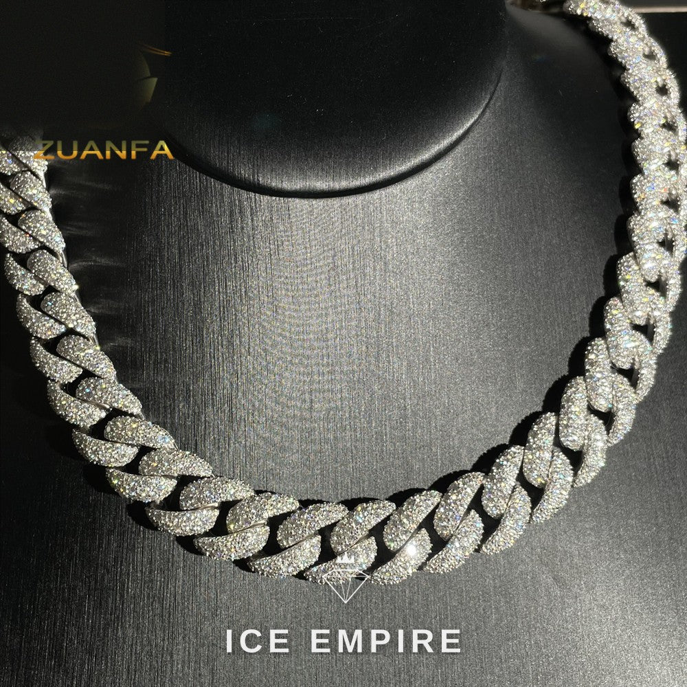 Iced Out 925 Silver Moissanite Cuban Chain