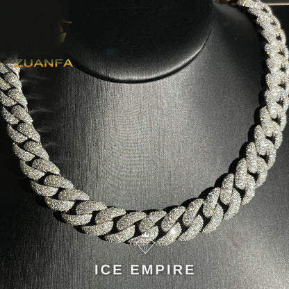Iced Out 925 Silver Moissanite Cuban Chain