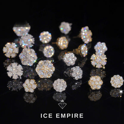 Iced Out Cluster Rose Gold Plated Moissanite Earrings