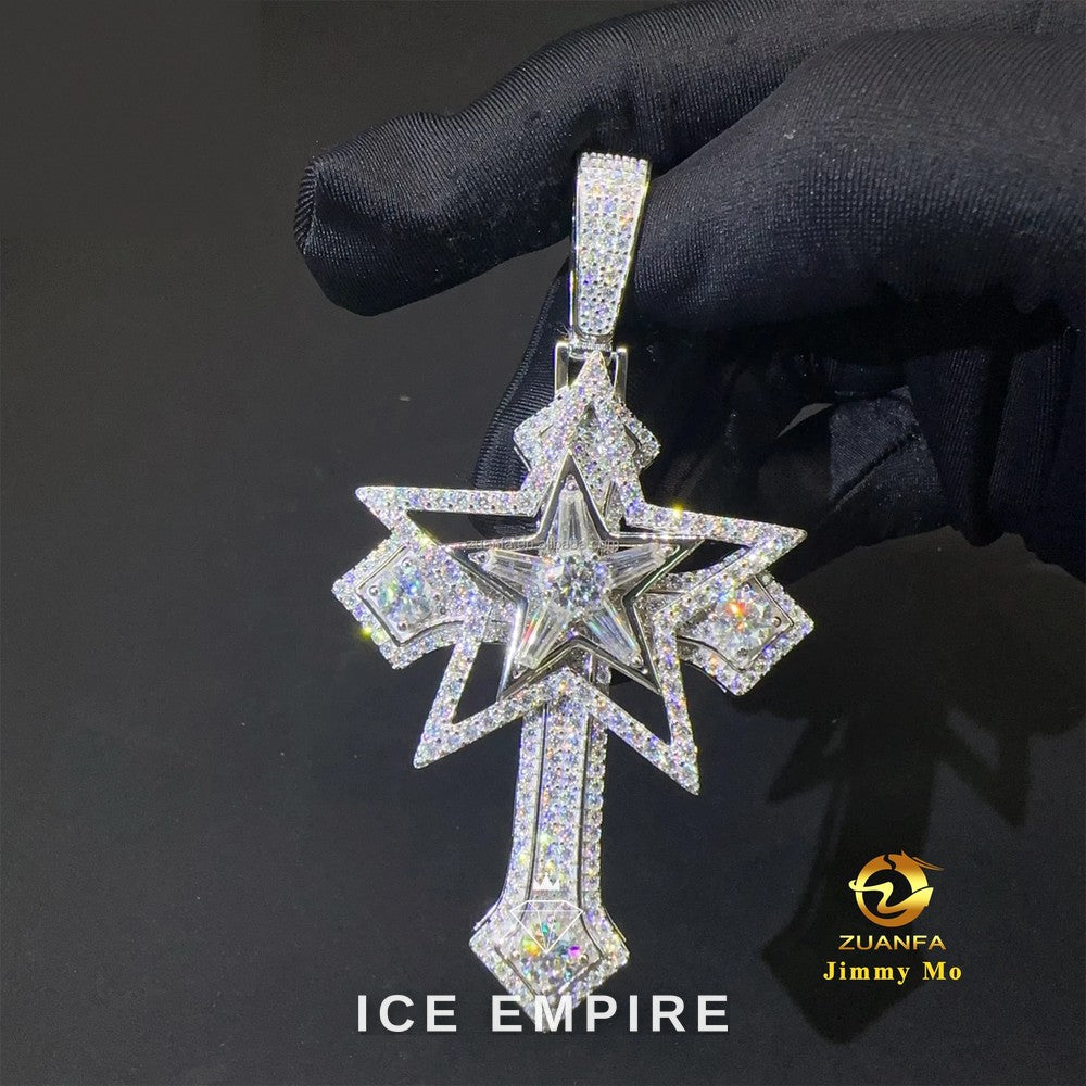 Iced Out Cross 925 Silver Pendant