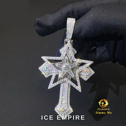 Iced Out Cross 925 Silver Pendant