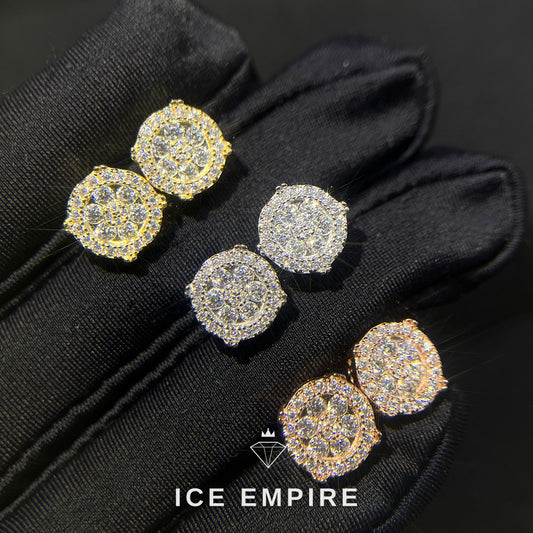 Iced Out Cluster 925 Silver Moissanite Stud Earrings