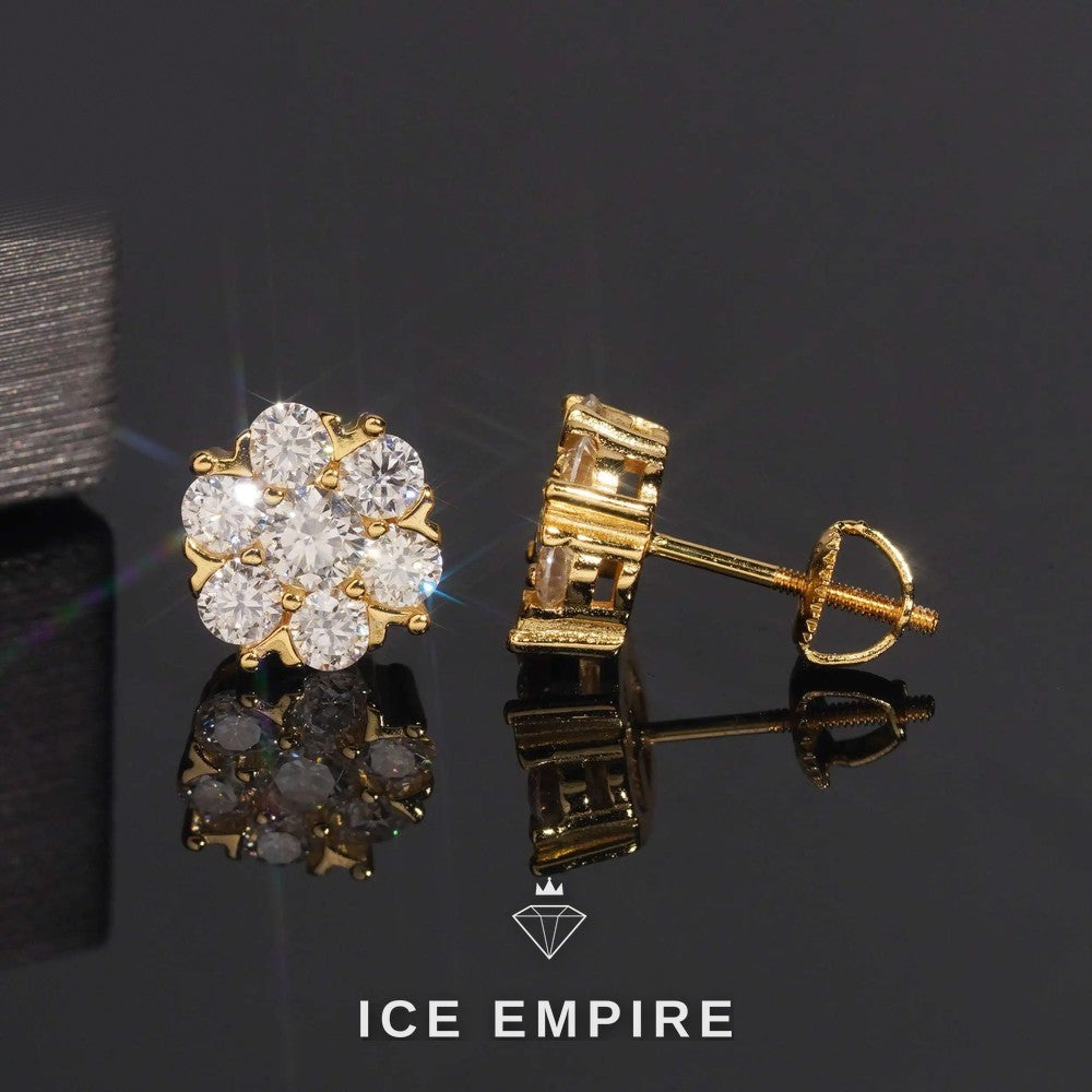 Iced Out Cluster 925 Silver Moissanite Stud Earrings