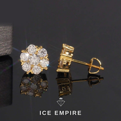 Iced Out Cluster 925 Silver Moissanite Stud Earrings