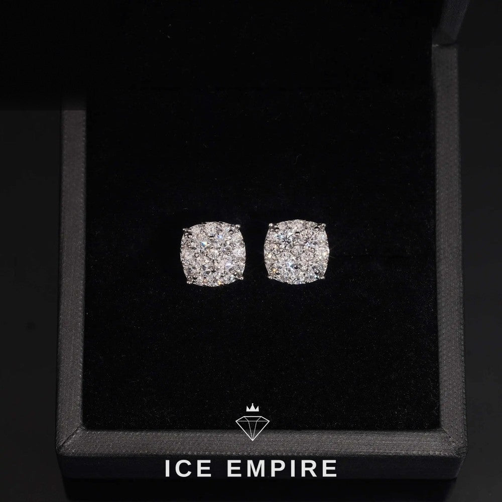 Iced Out Baguette 925 Silver Moissanite Stud Earrings