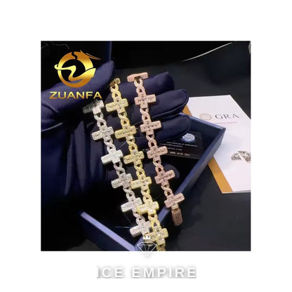 Iced Out Baguette Gold Plated Moissanite Cuban Chain
