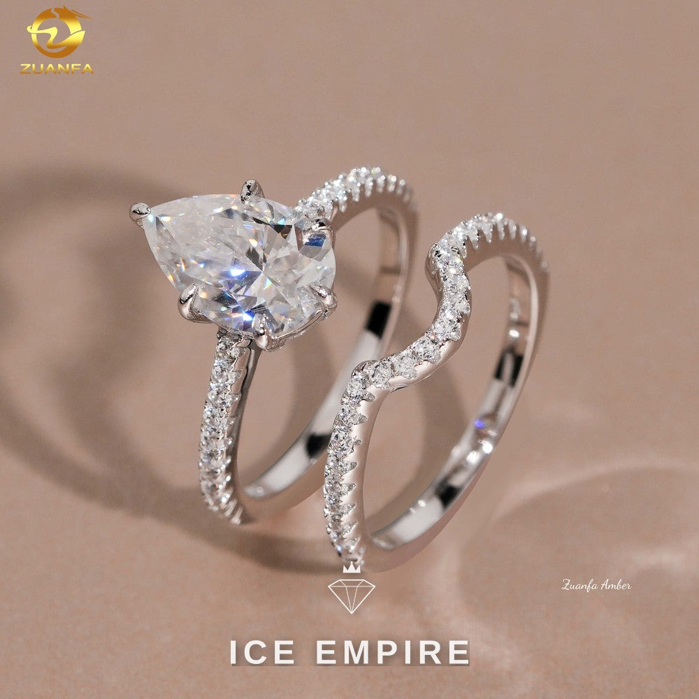 Iced Out 925 Silver Moissanite Wedding Band