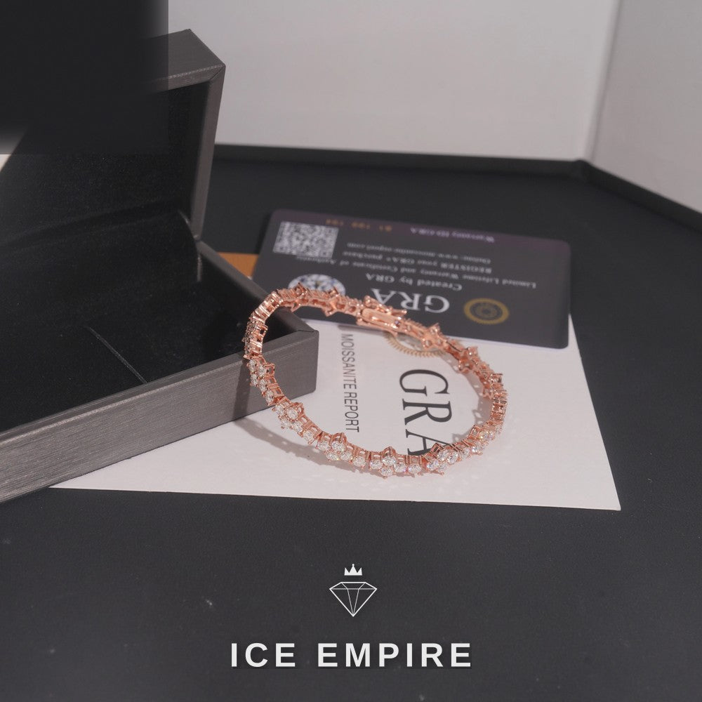 Iced Out Rose Gold Plated Moissanite Tennis Chain