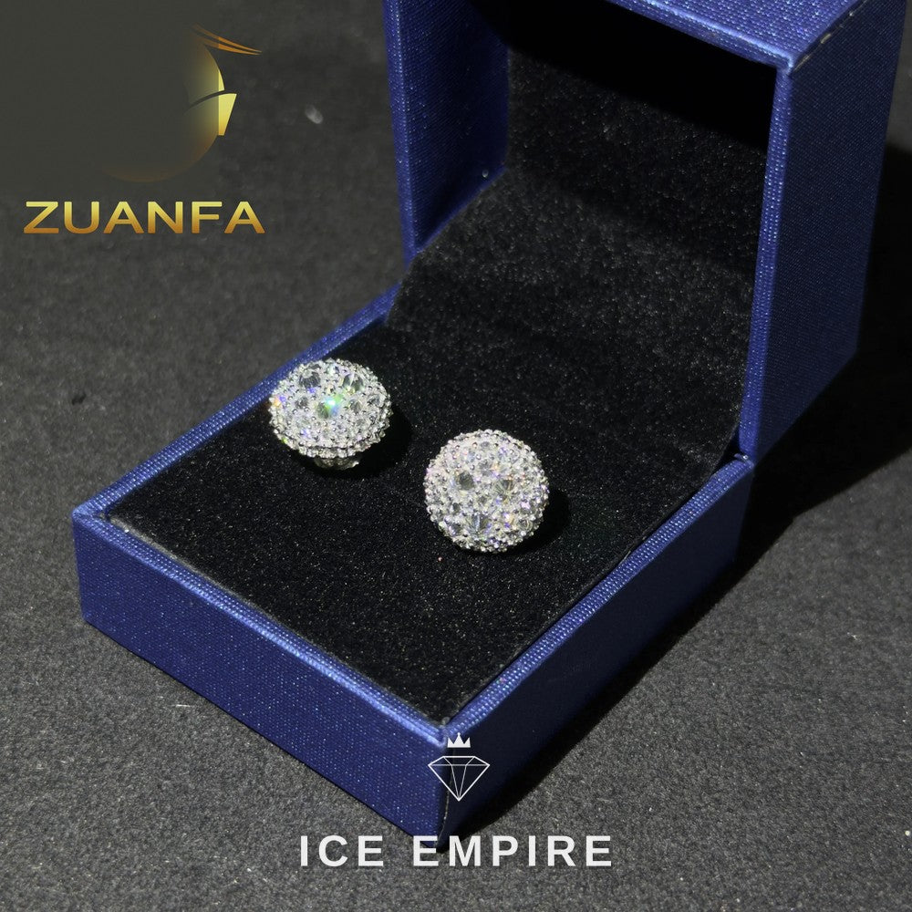 Iced Out 925 Silver Moissanite Stud Earrings