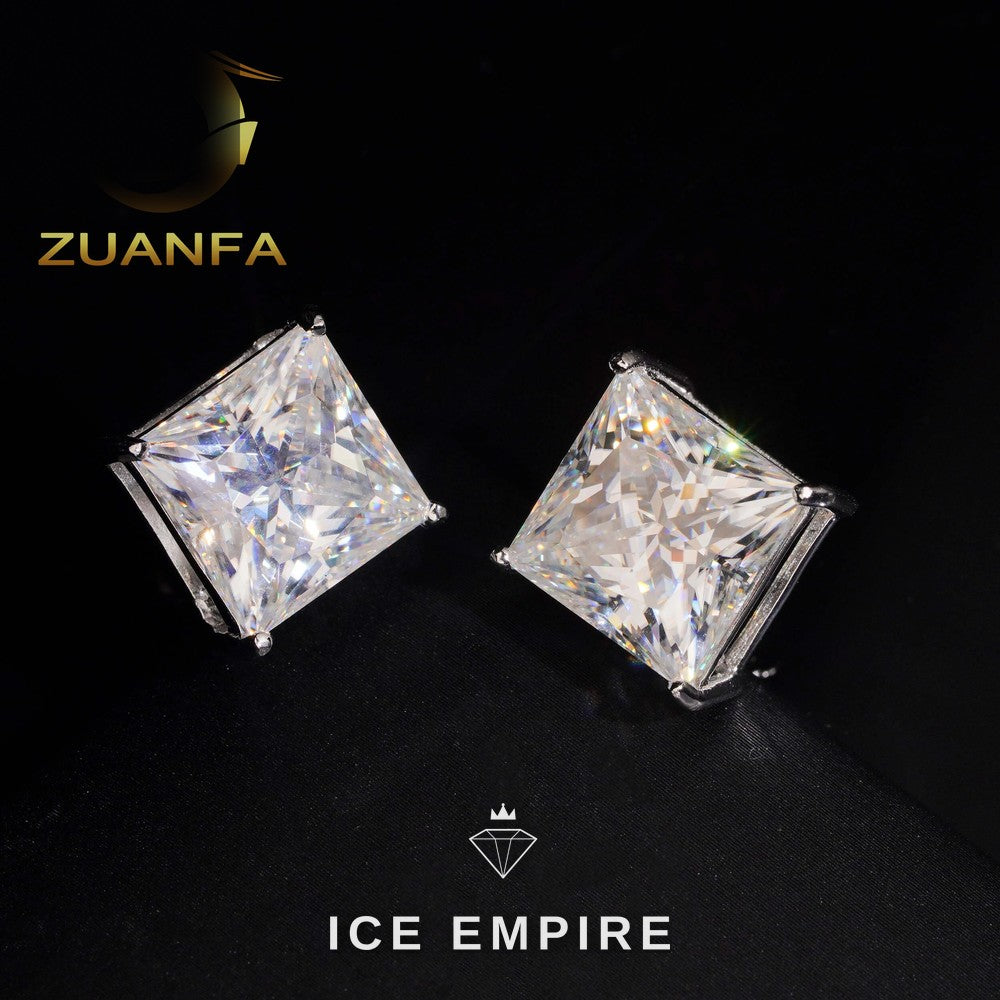 Iced Out Rose Gold Plated Moissanite Stud Earrings