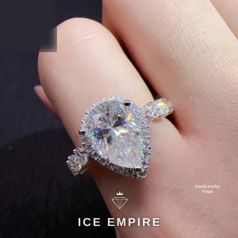 Iced Out 10K Gold Moissanite Ring