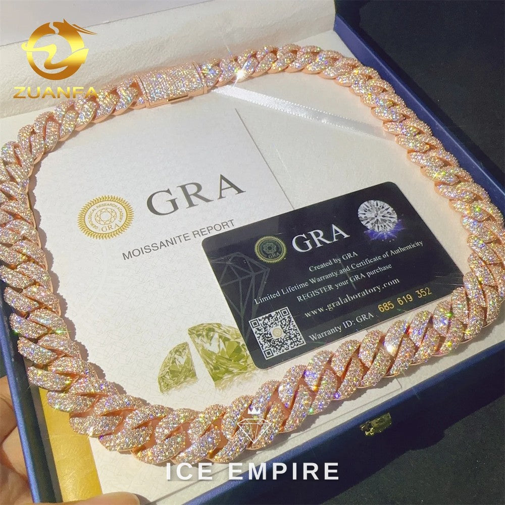 Iced Out Rose Gold Plated Moissanite Cuban Chain